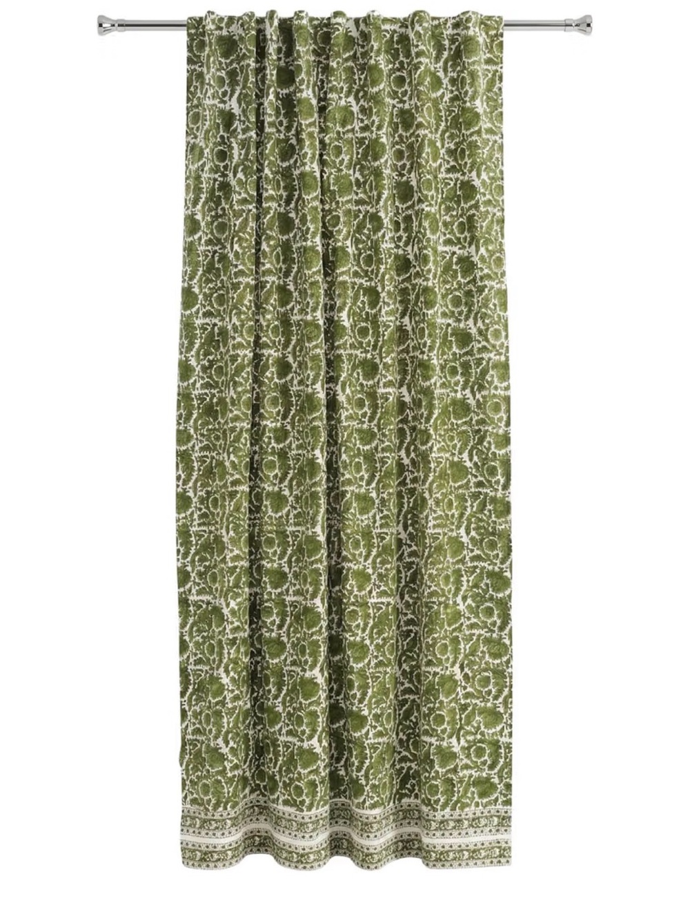 NWOT Hand BlockPrint Single Curtain Panel Made in India Paradise Green